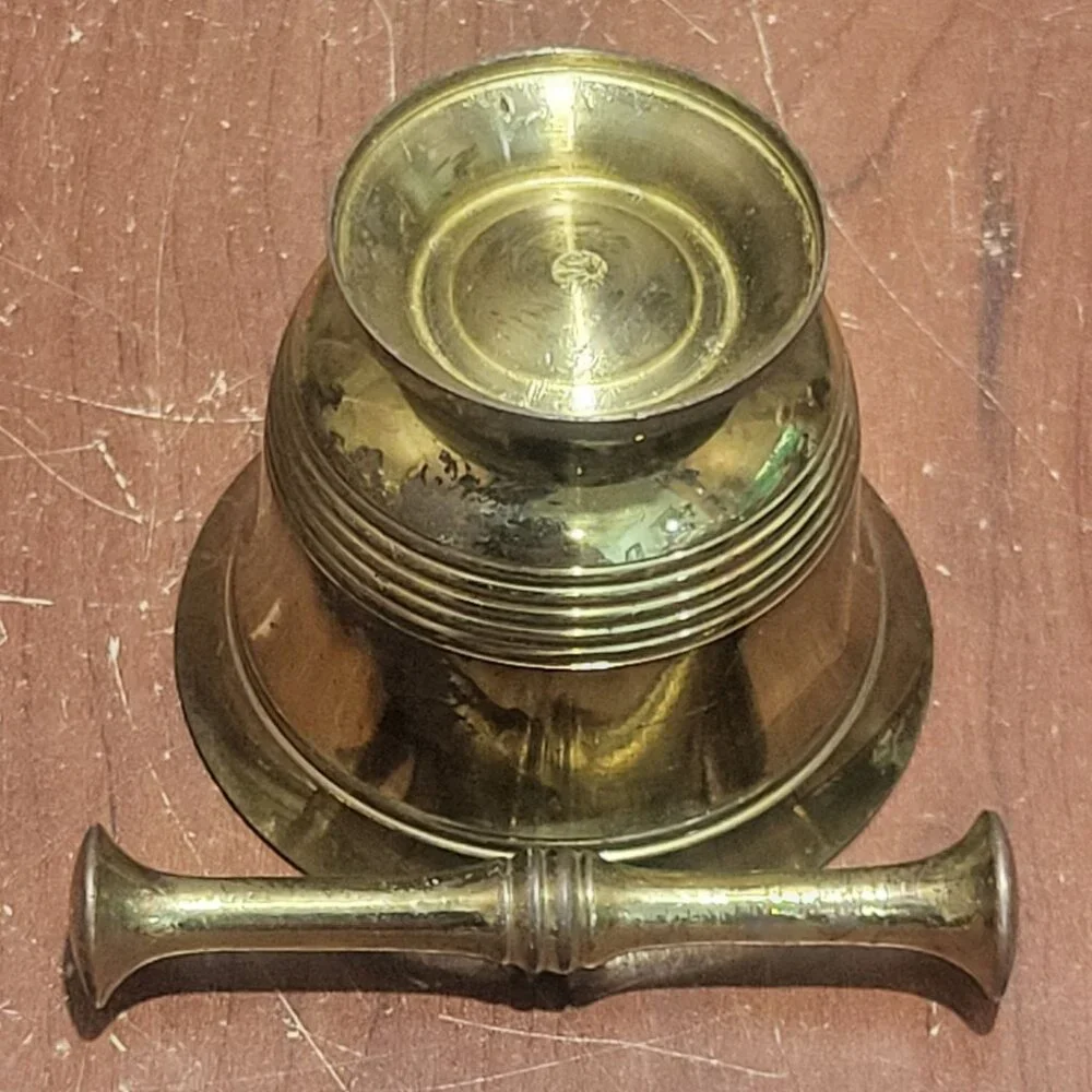 Antique Brass Mortar and Pestle Set